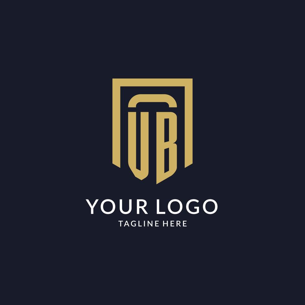 VB logo initial with geometric shield shape design style vector