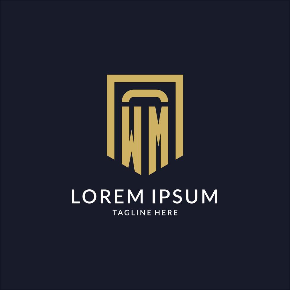 WM logo initial with geometric shield shape design style vector