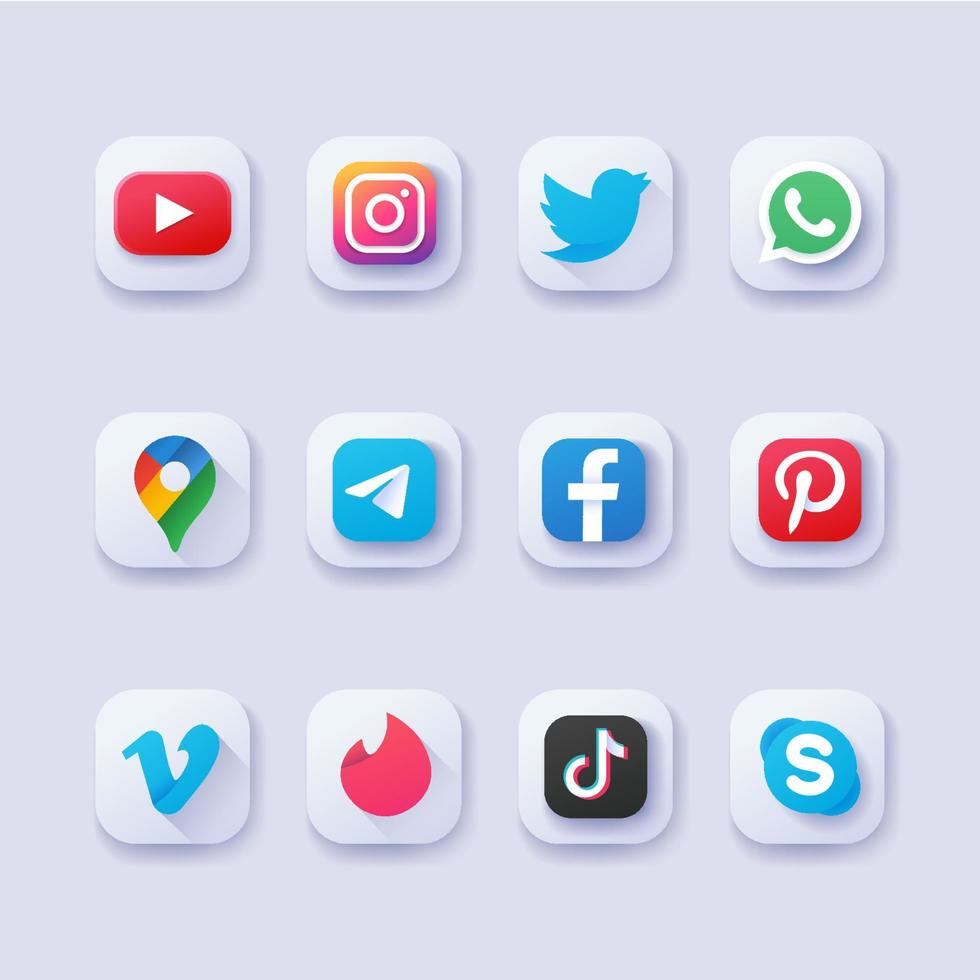 conjunto de social medios de comunicación icono vector