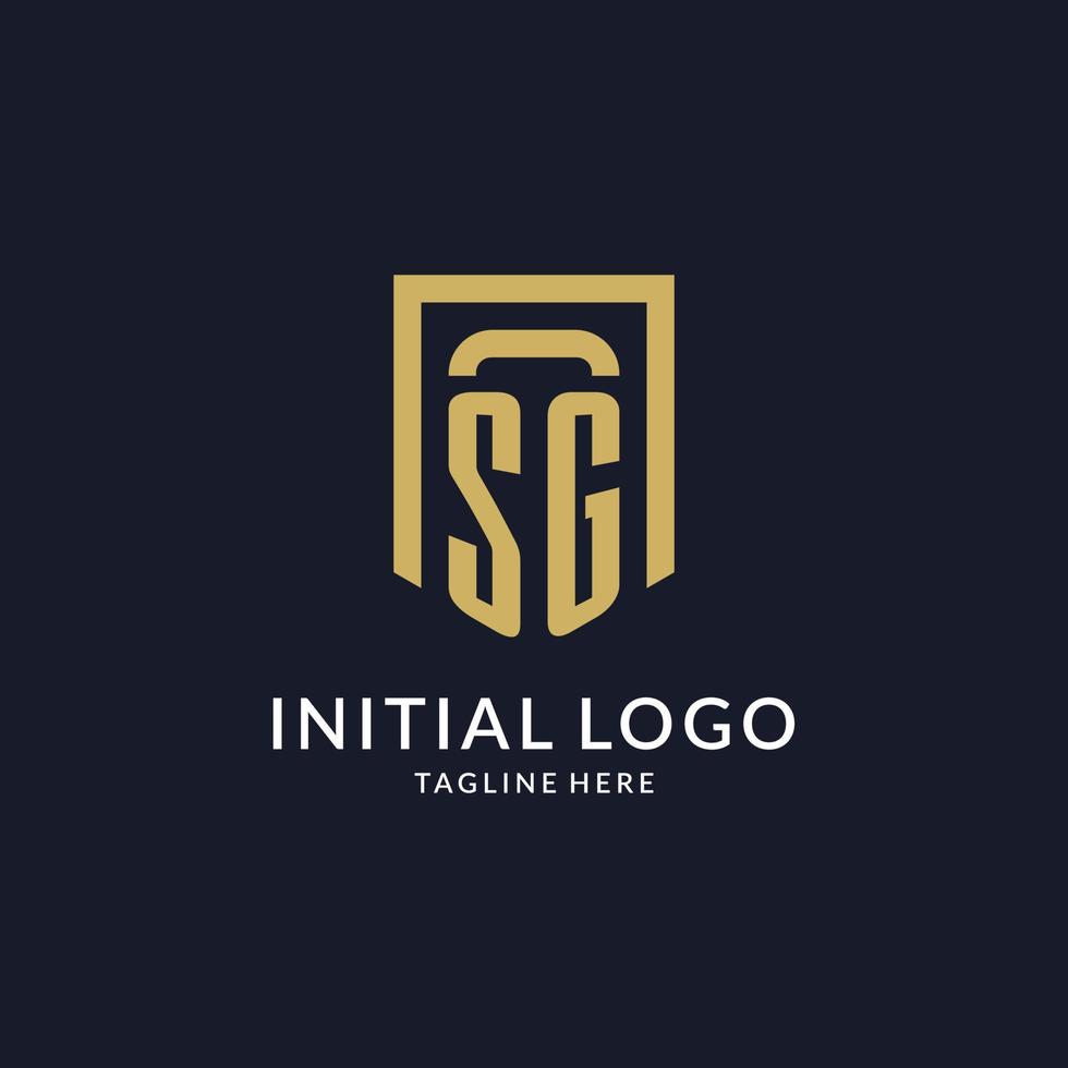 SG logo initial with geometric shield shape design style vector