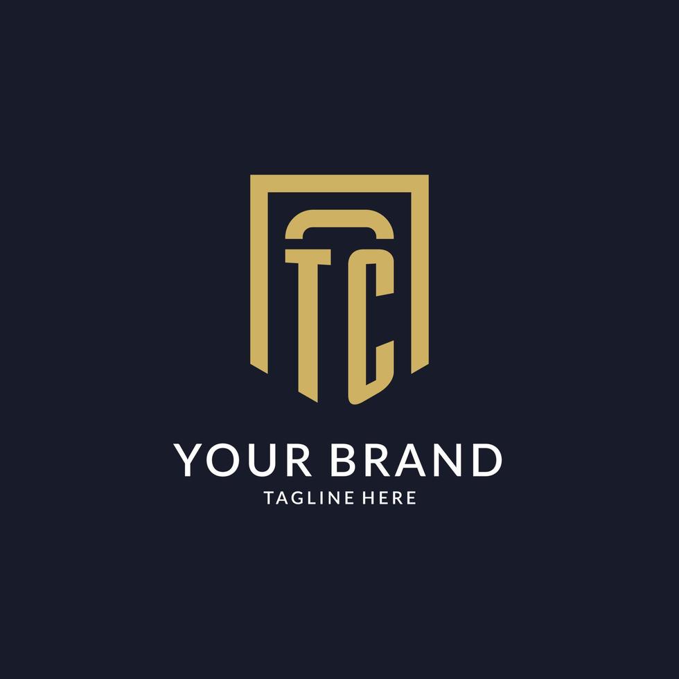 TC logo initial with geometric shield shape design style vector