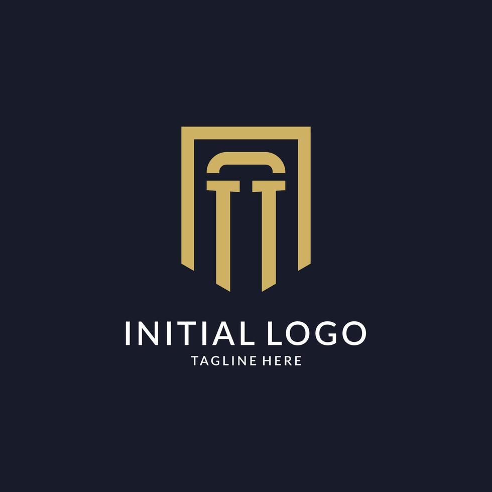 TT logo initial with geometric shield shape design style vector