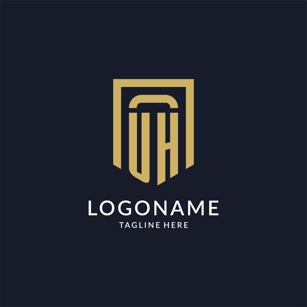 UH logo initial with geometric shield shape design style vector