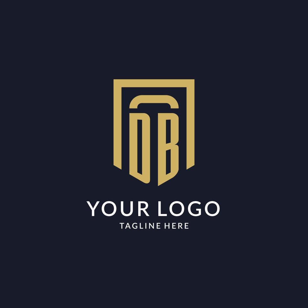 DB logo initial with geometric shield shape design style vector