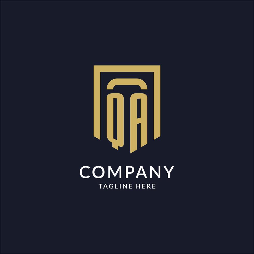QA logo initial with geometric shield shape design style vector