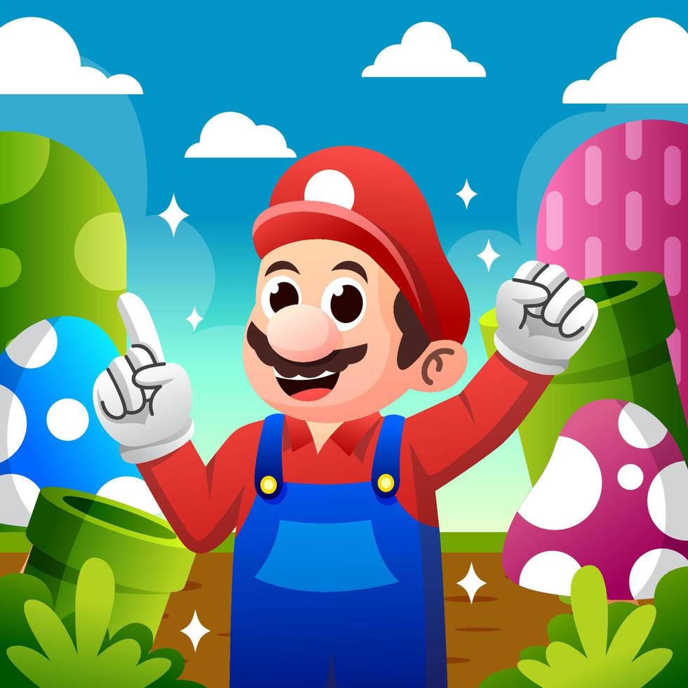 Game Character in Action Concept vector