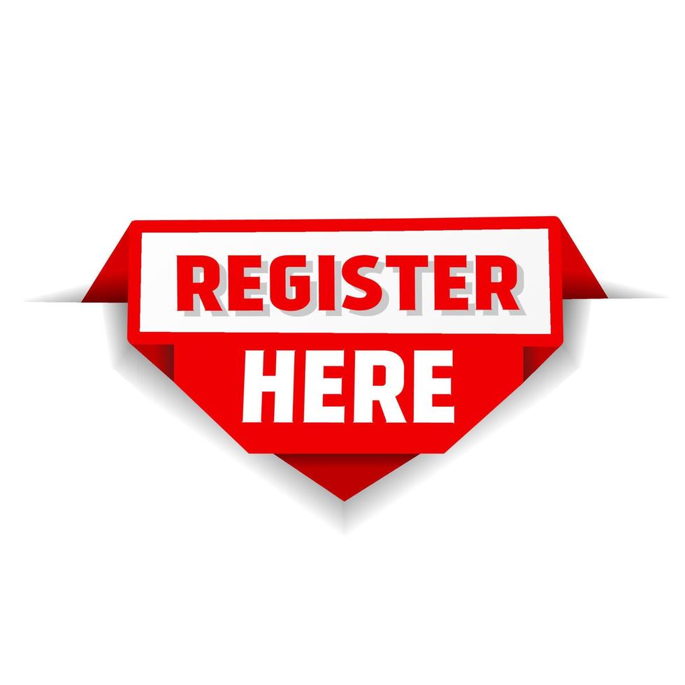 Register here banner flat style. Web element. Vector illustration.