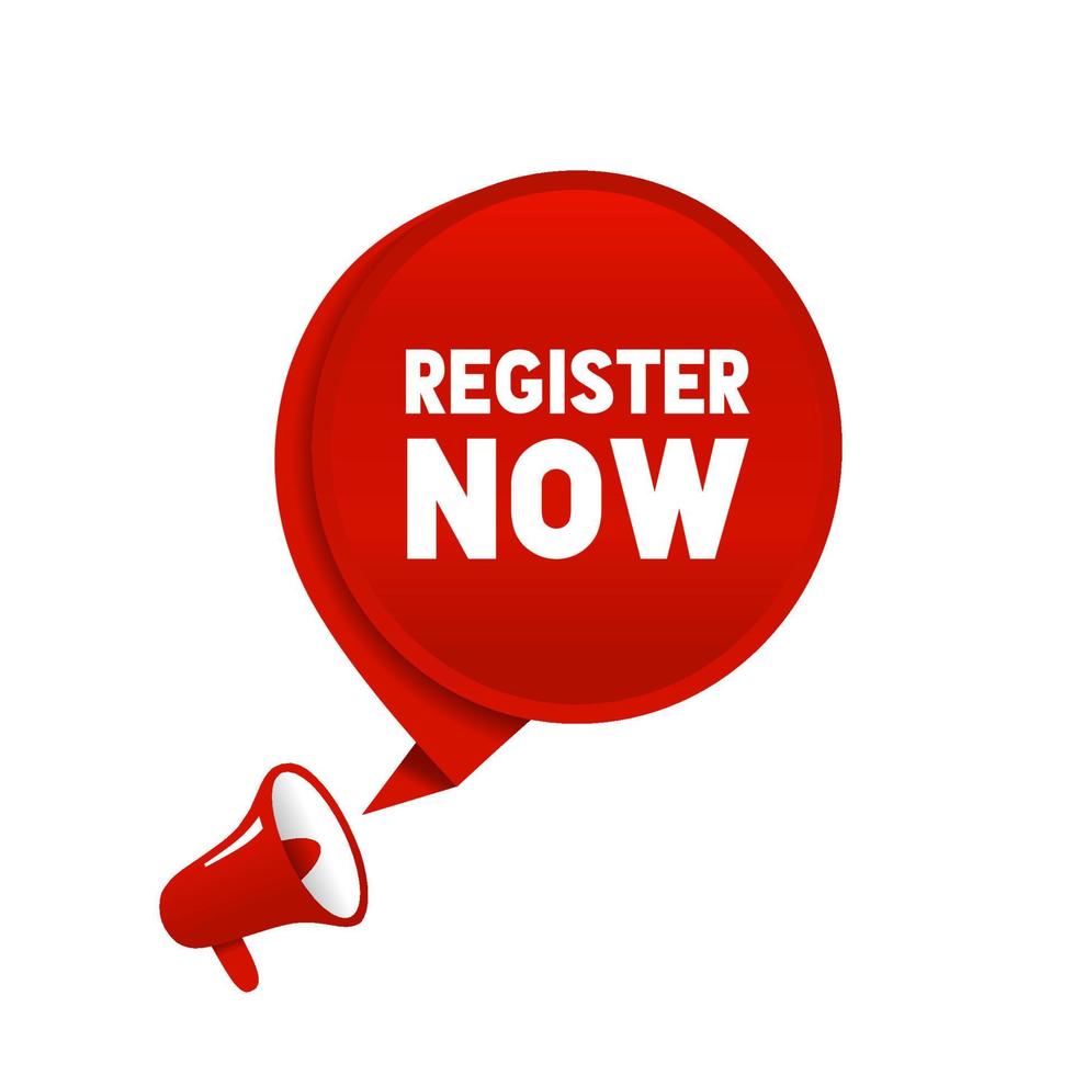 Register now banner design. Business concept. Flat vector template.