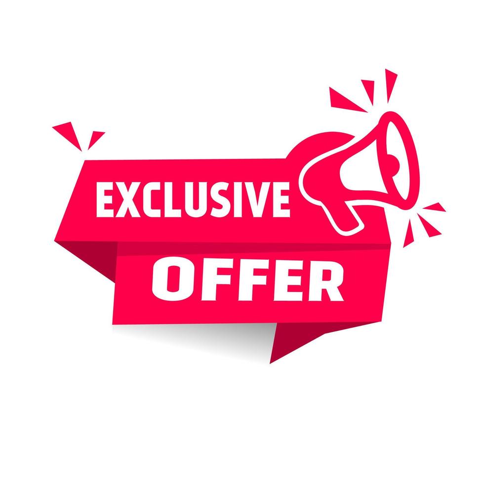 Exclusive offer - banner with megaphone icon design. Modern vector. vector