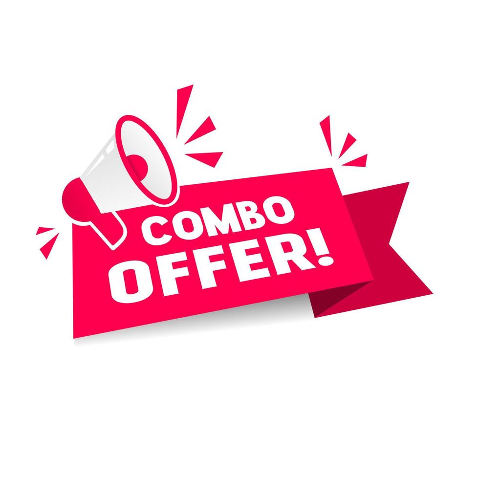 Combo offer banner - megaphone icon. Design for marketing, store, business and advertising. Flat vector illustration.