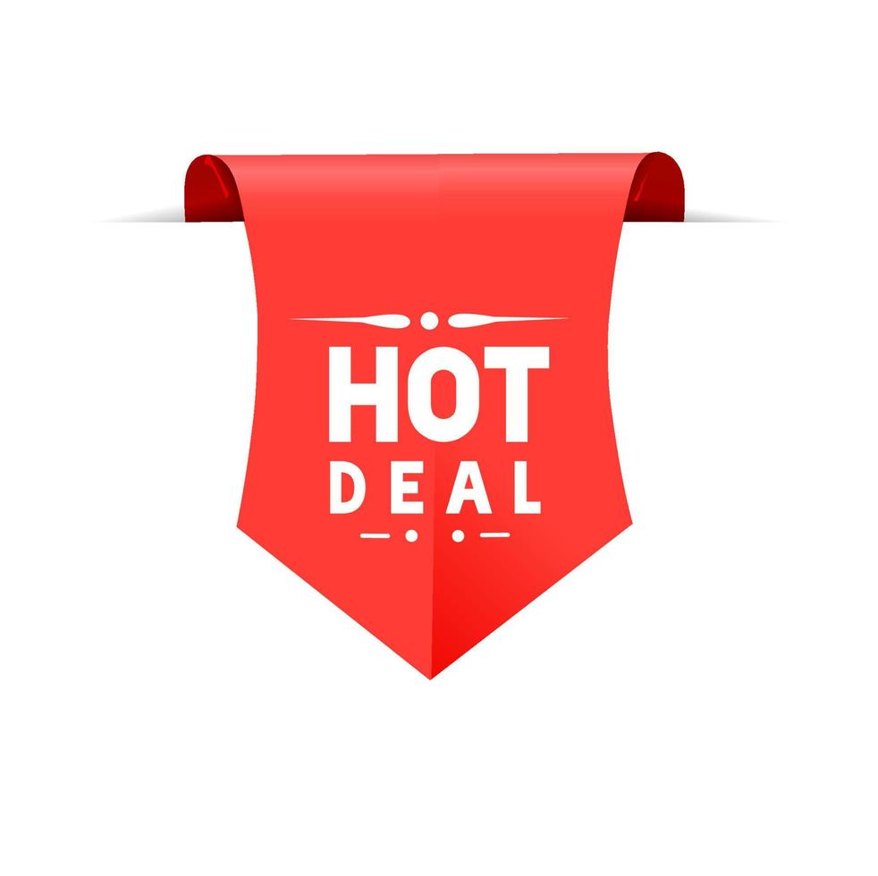 Hot deal banner design. Store badge icon. Flat style vector template.