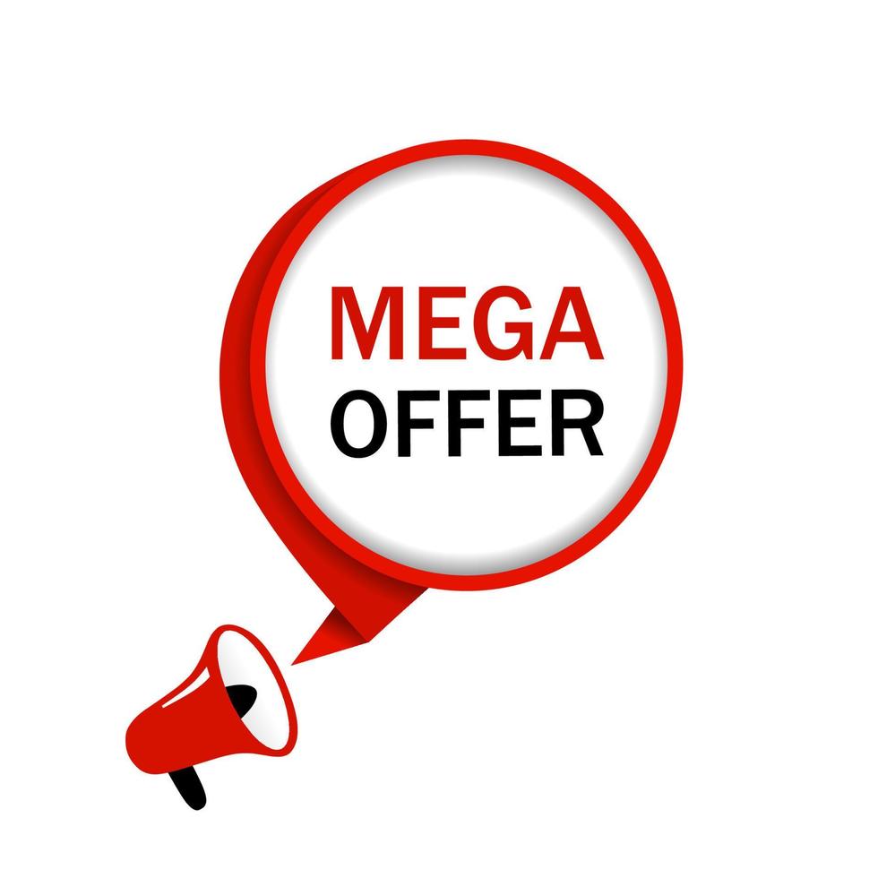 Megaphone vector banner mega offer speech bubble icon.