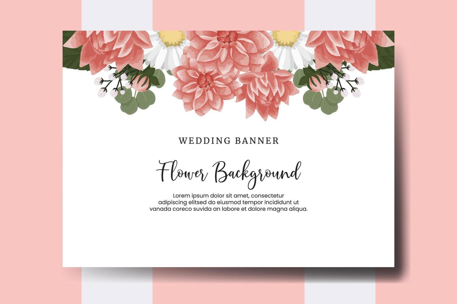Wedding banner flower background, Digital watercolor hand drawn Dahlia Flower design Template vector