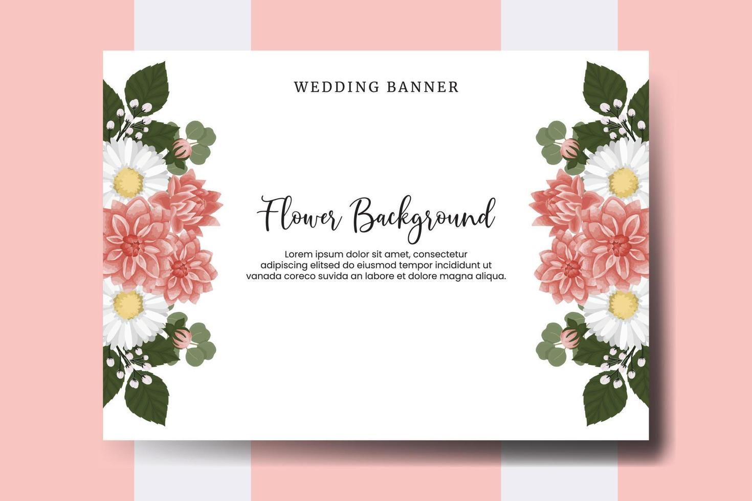 Wedding banner flower background, Digital watercolor hand drawn Dahlia Flower design Template vector