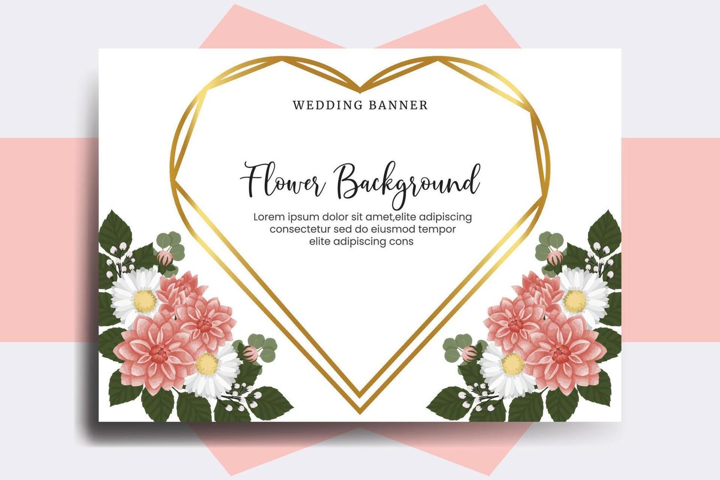 Wedding banner flower background, Digital watercolor hand drawn Dahlia Flower design Template vector