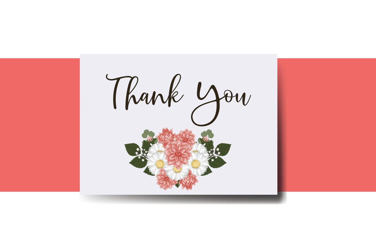 Thank you card Greeting Card Dahlia flower Design Template vector