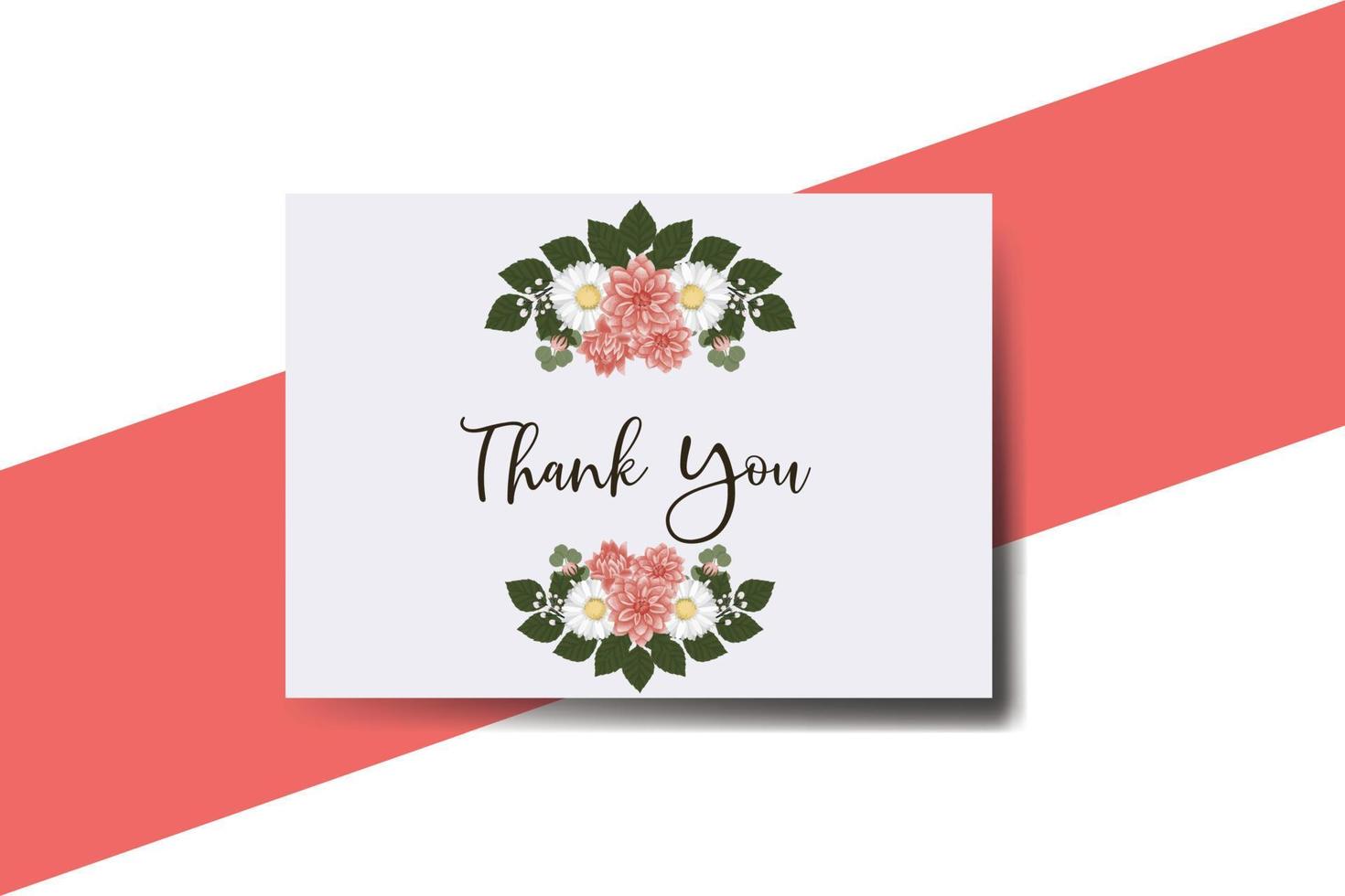 Thank you card Greeting Card Dahlia flower Design Template vector