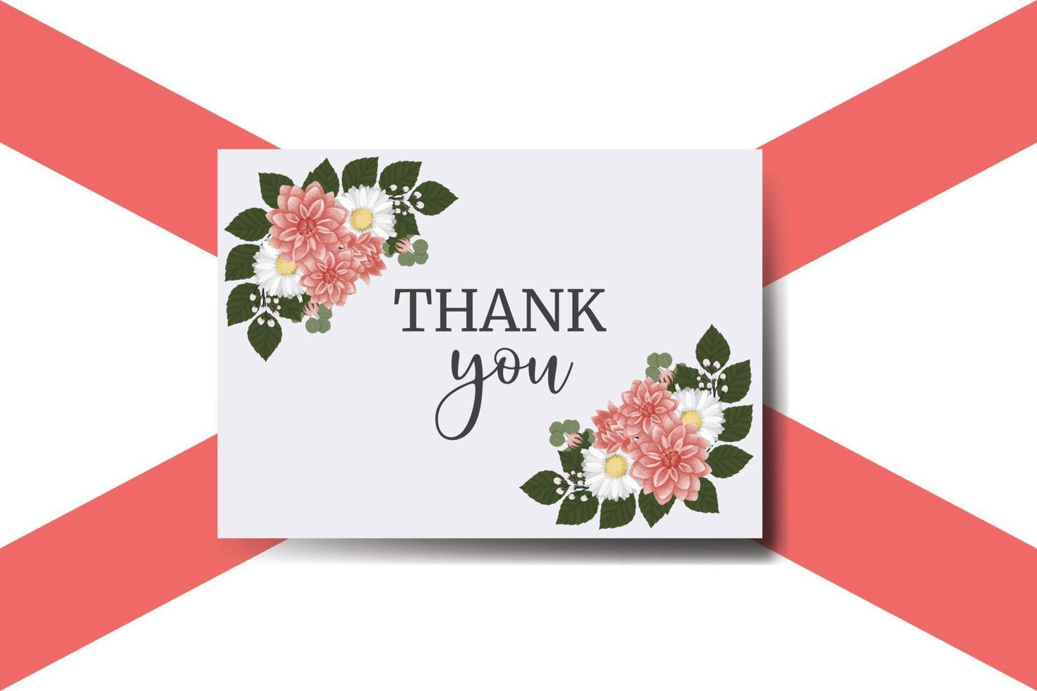 Thank you card Greeting Card Dahlia flower Design Template vector