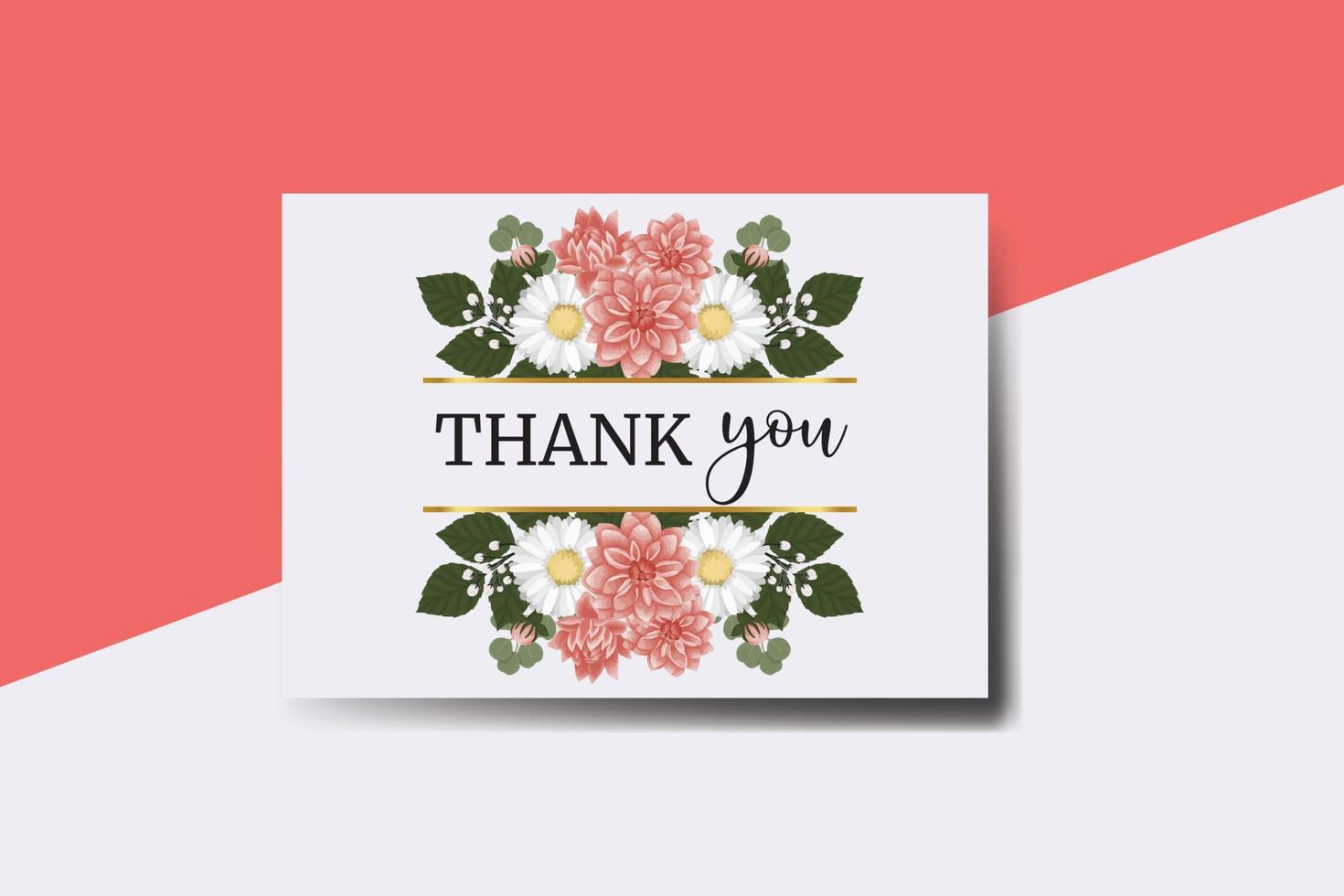 Thank you card Greeting Card Dahlia flower Design Template vector