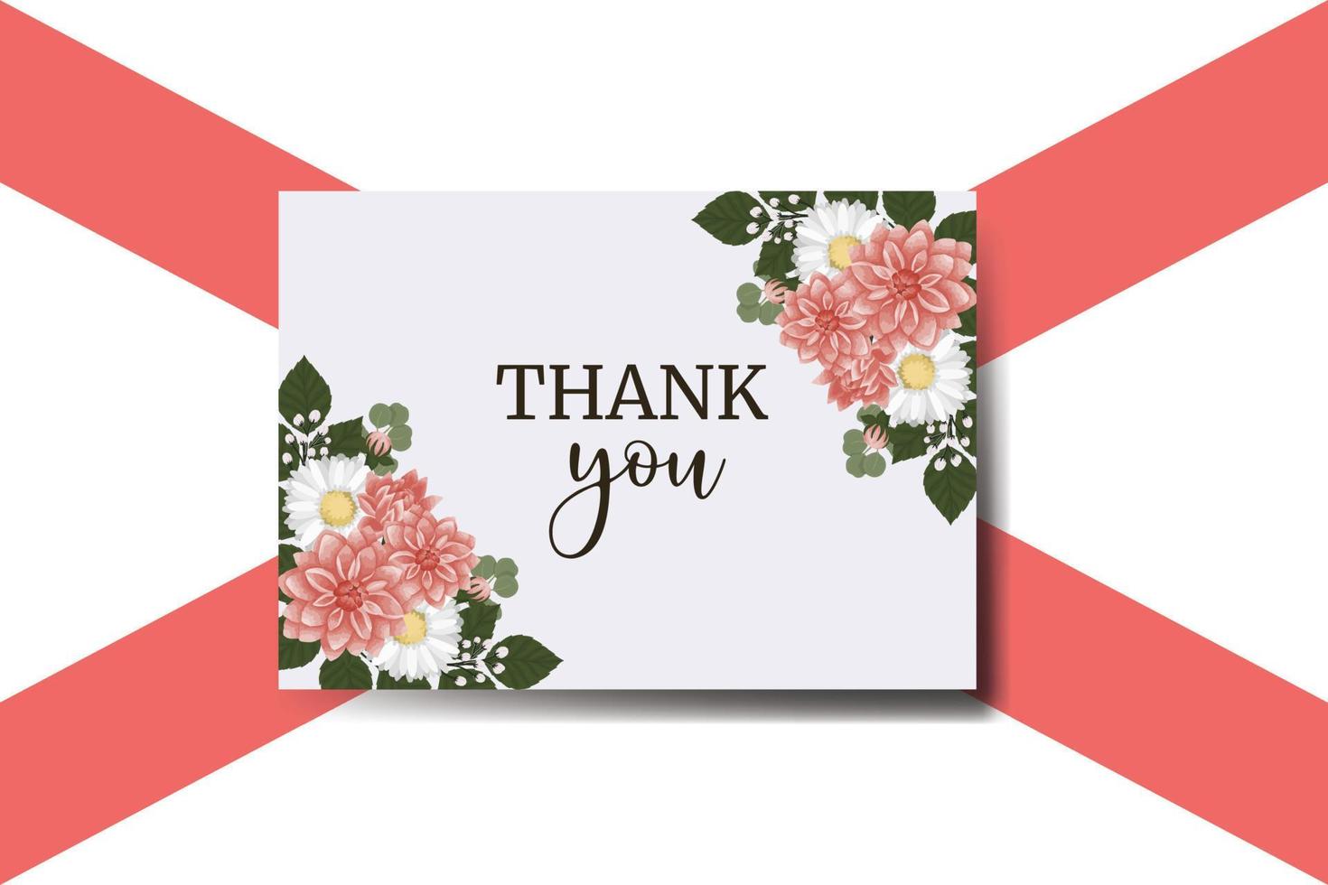 Thank you card Greeting Card Dahlia flower Design Template vector