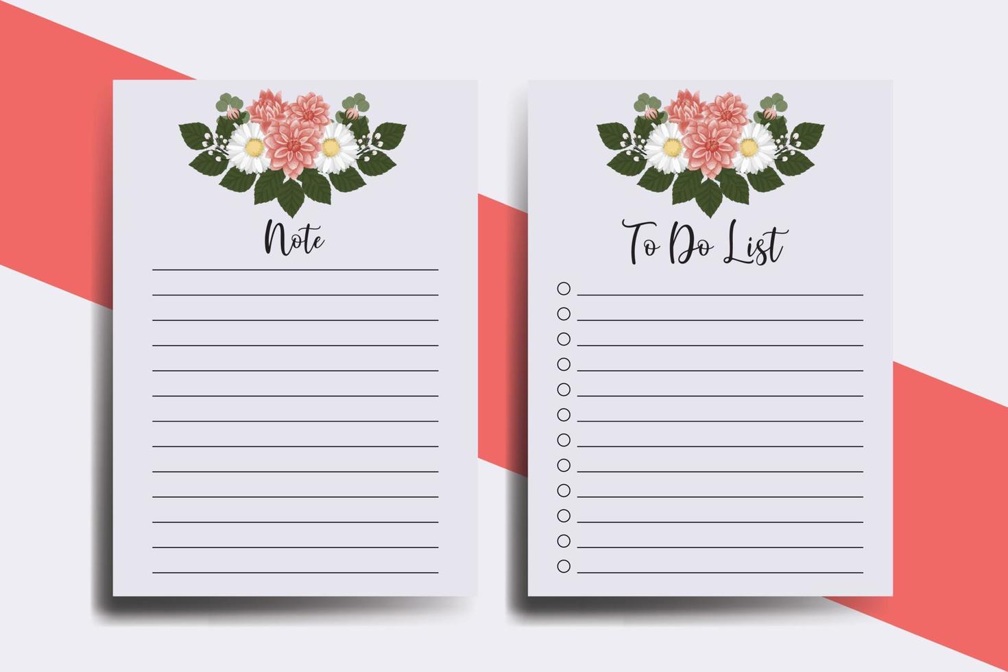 To do list Planner template Dahlia Flower Design vector