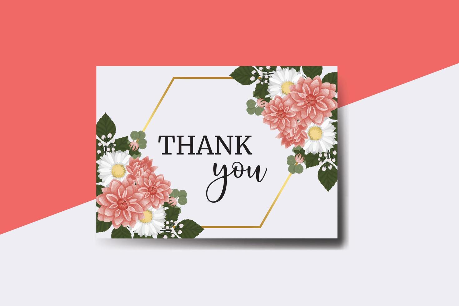 Thank you card Greeting Card Dahlia flower Design Template vector