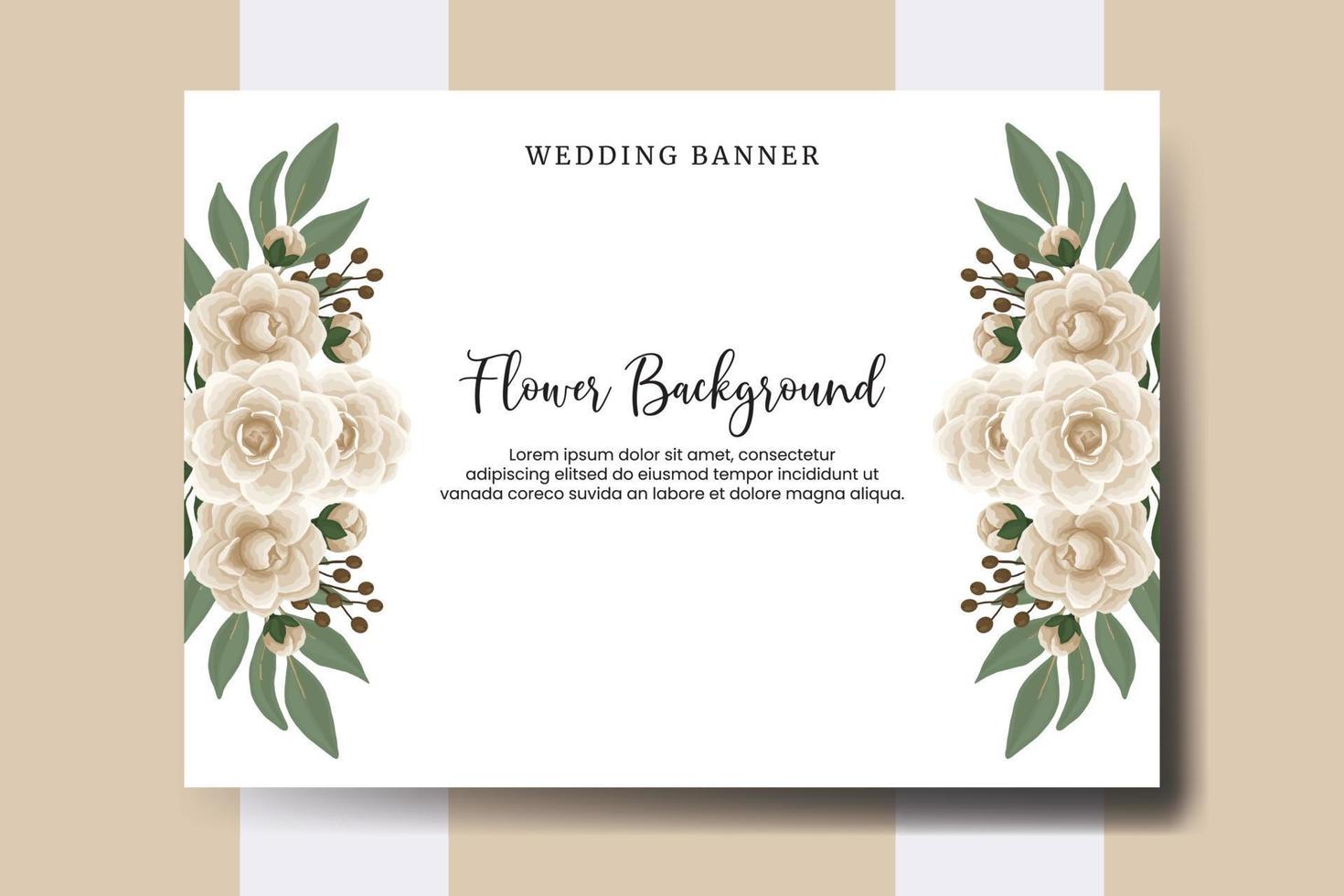 Wedding banner flower background, Digital watercolor hand drawn Camellia flower design Template vector