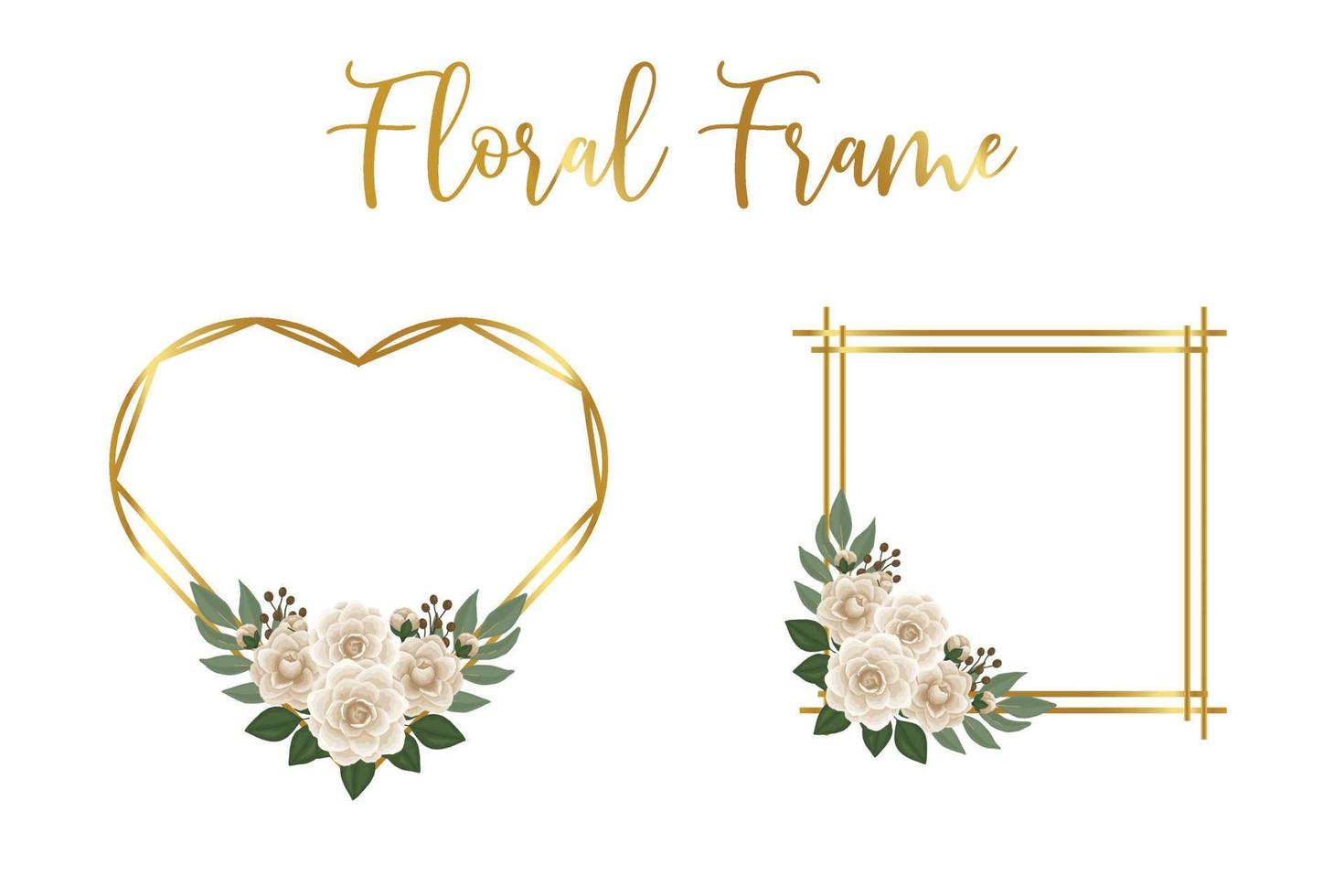 Floral Frame Camellia flower Design Template, Digital watercolor hand drawn vector