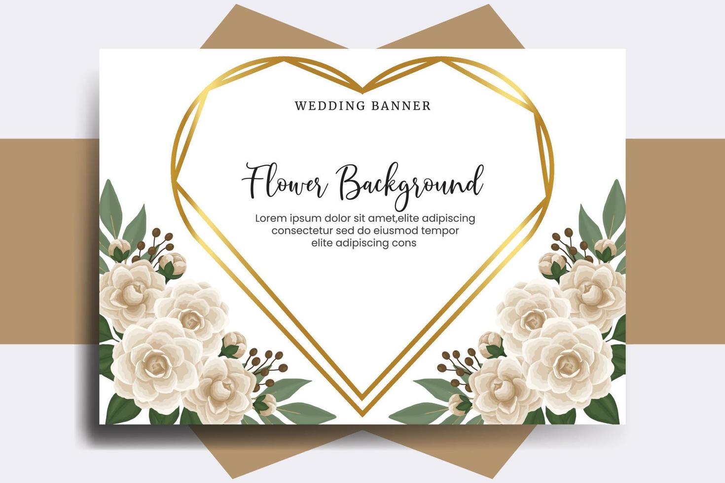 Wedding banner flower background, Digital watercolor hand drawn Camellia flower design Template vector