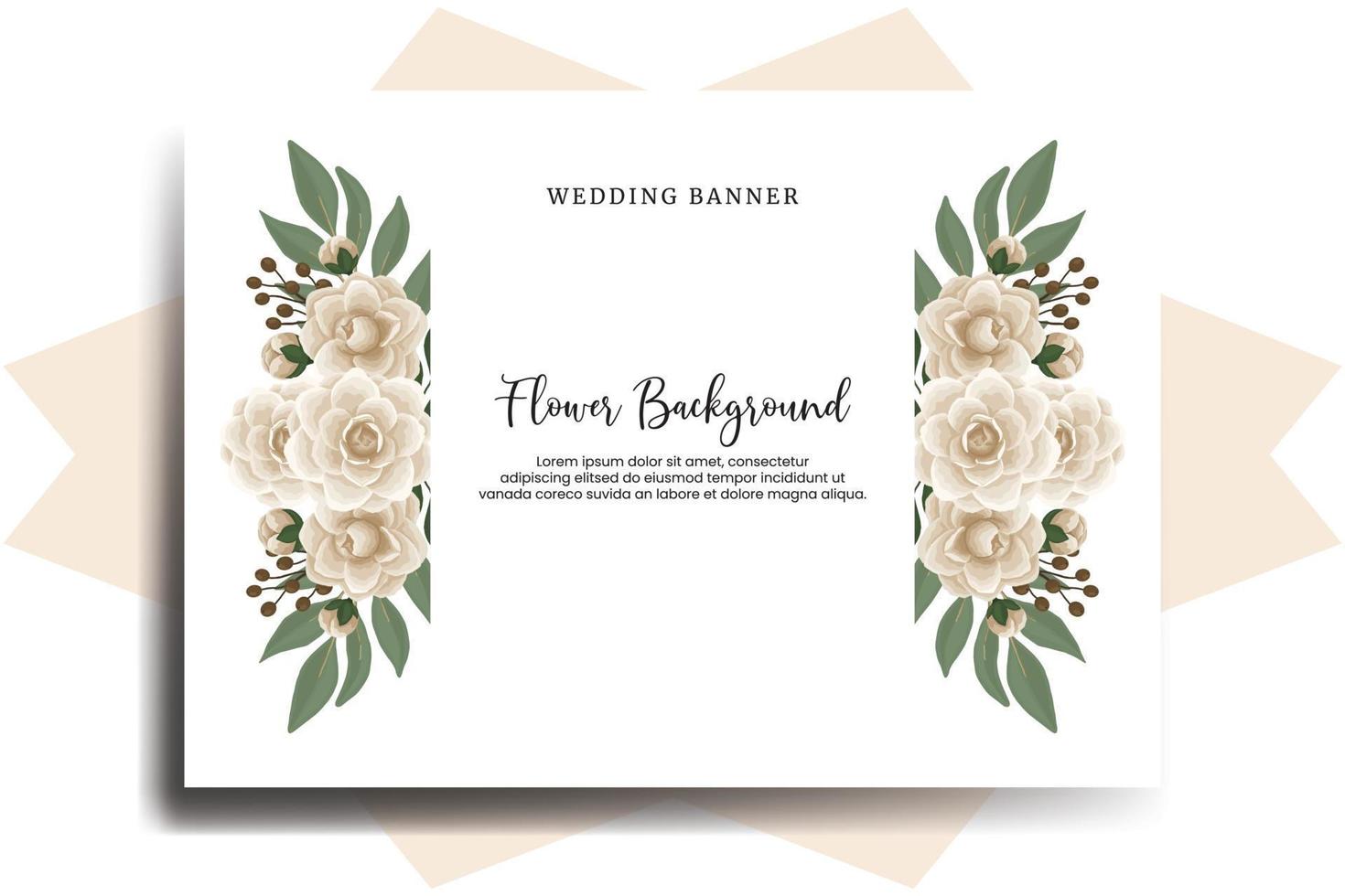 Wedding banner flower background, Digital watercolor hand drawn Camellia flower design Template vector