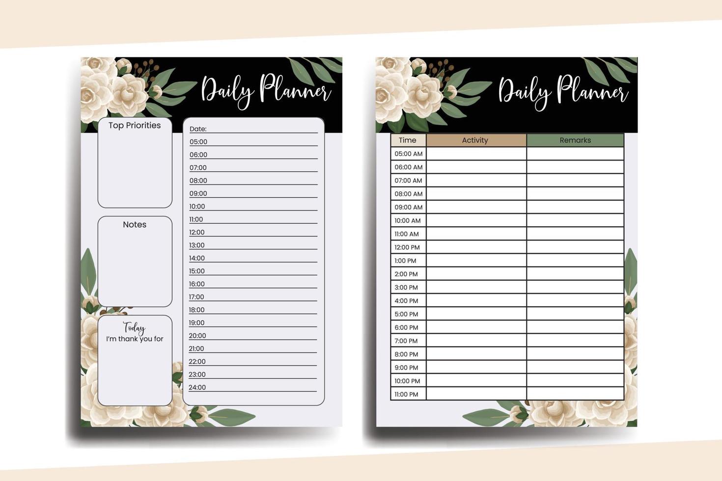 Planner To Do List Camellia Flower Design Template vector