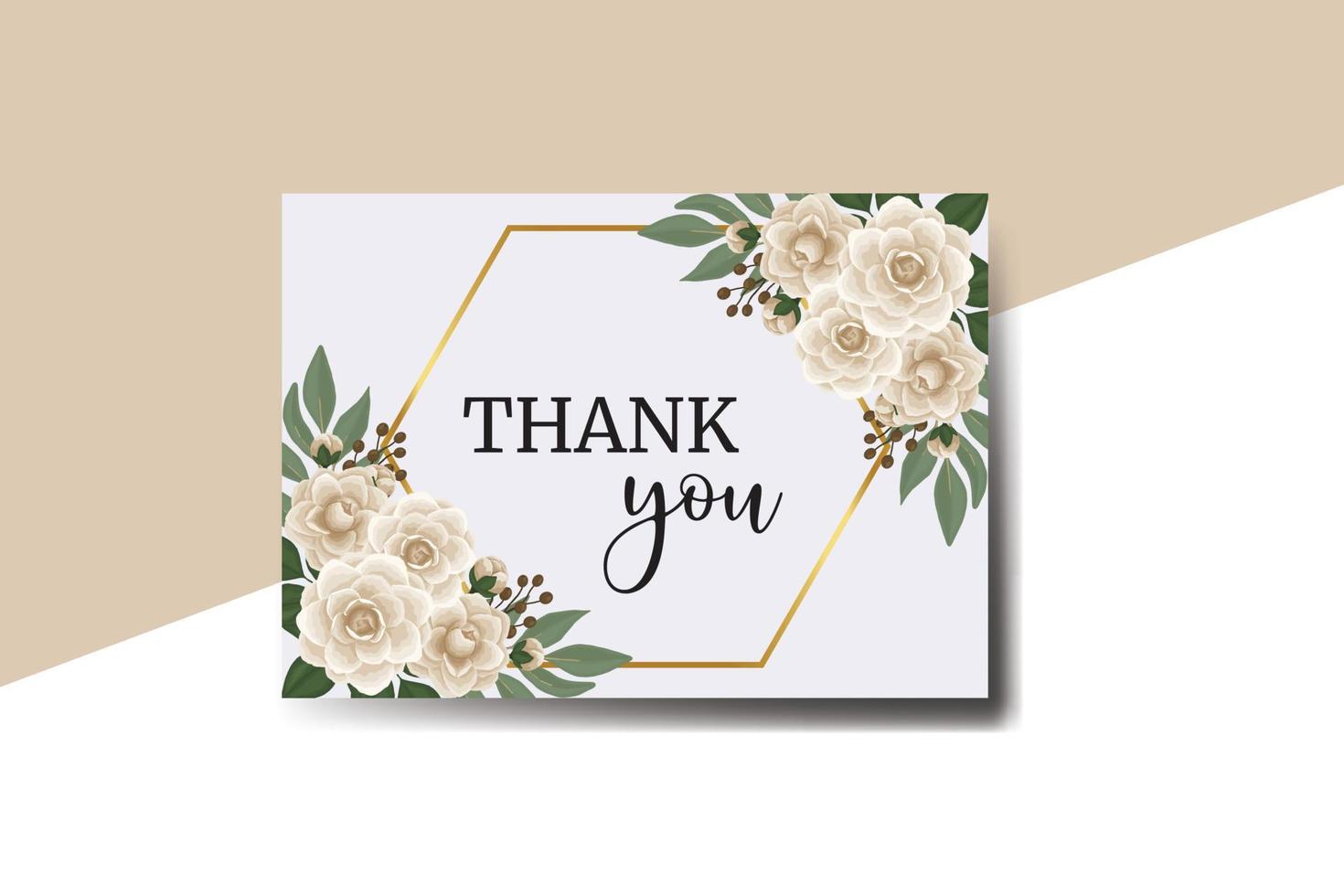 Thank you card Greeting Card Camellia flower Design Template vector