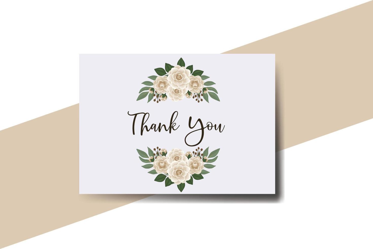 Thank you card Greeting Card Camellia flower Design Template vector