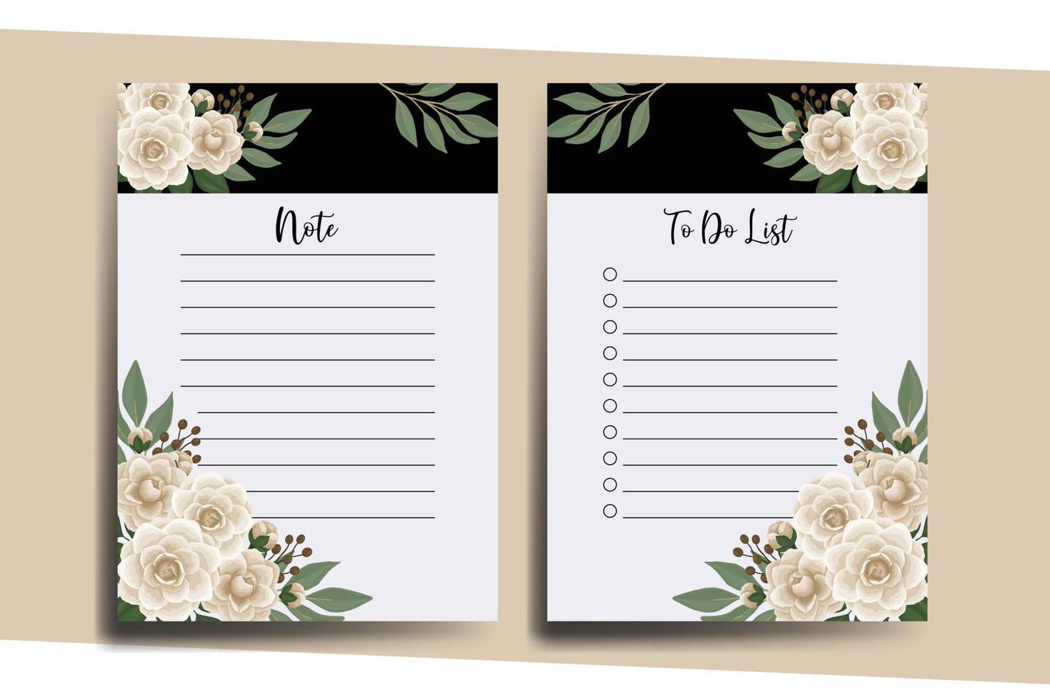 To do list Planner template Camellia flower Design vector