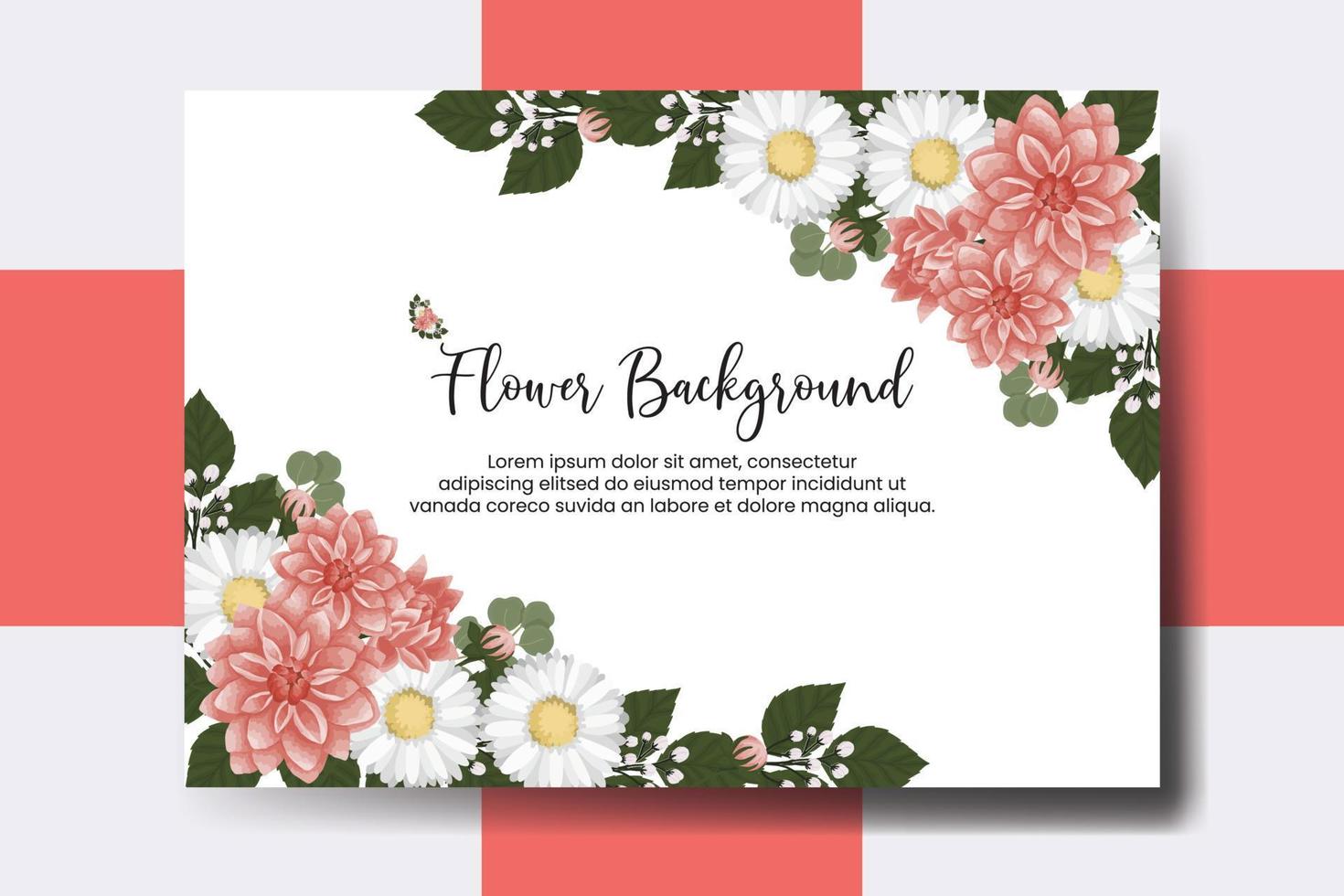 Wedding banner flower background, Digital watercolor hand drawn Dahlia Flower design Template vector