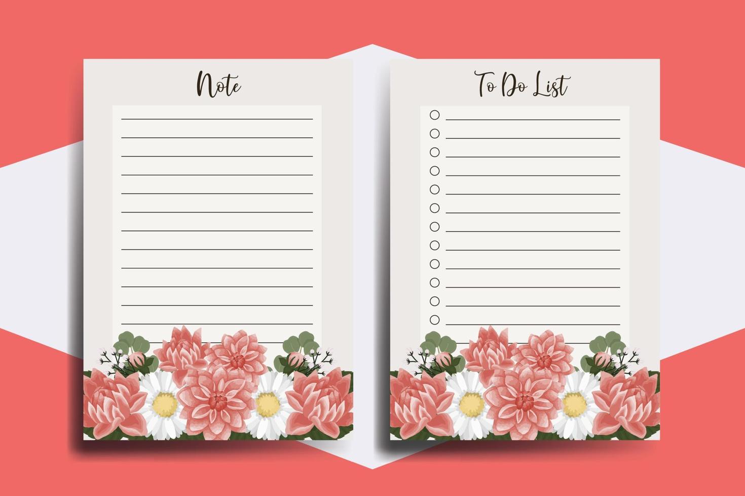 To do list Planner template Dahlia Flower Design vector