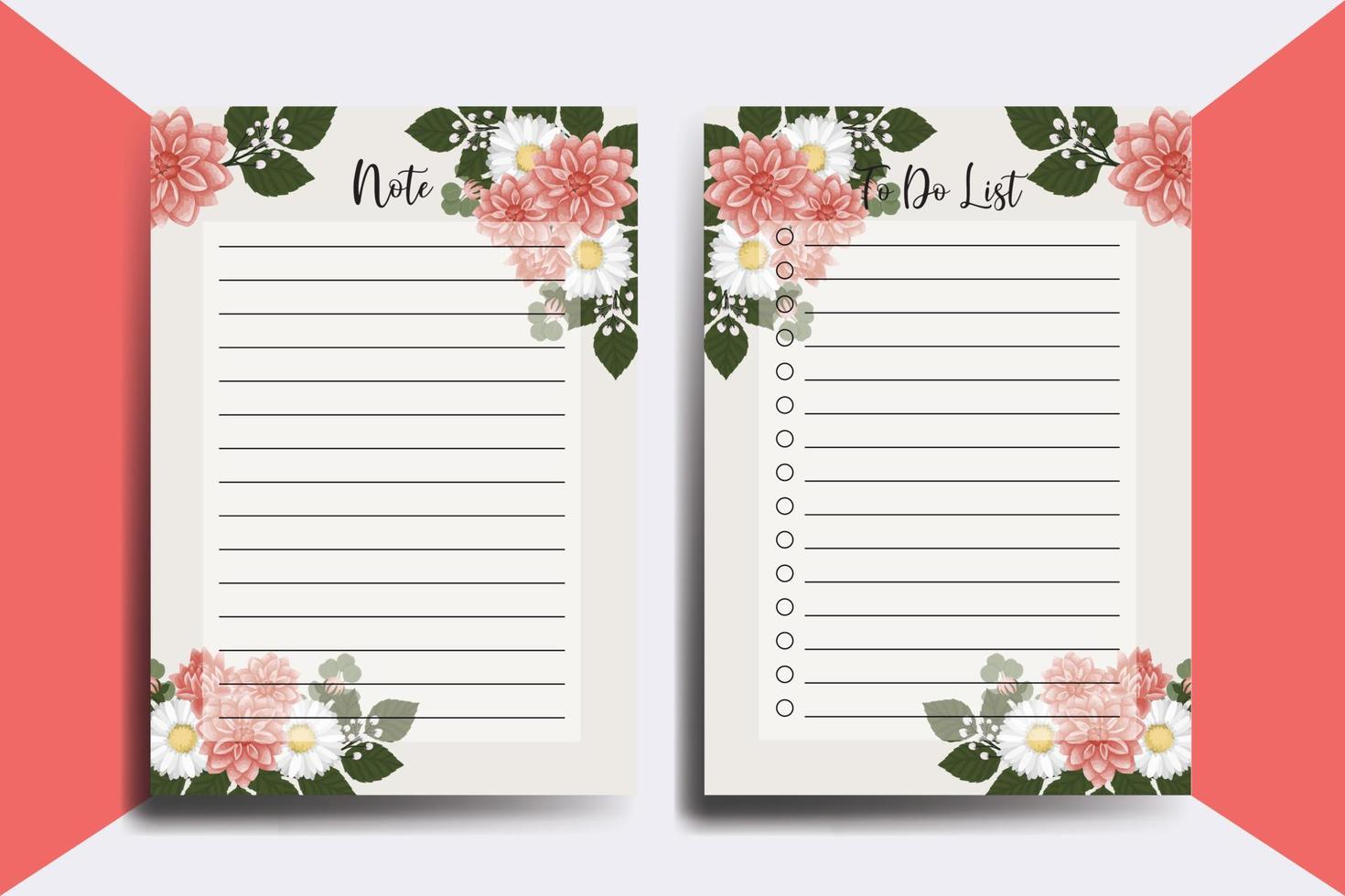 To do list Planner template Dahlia Flower Design vector