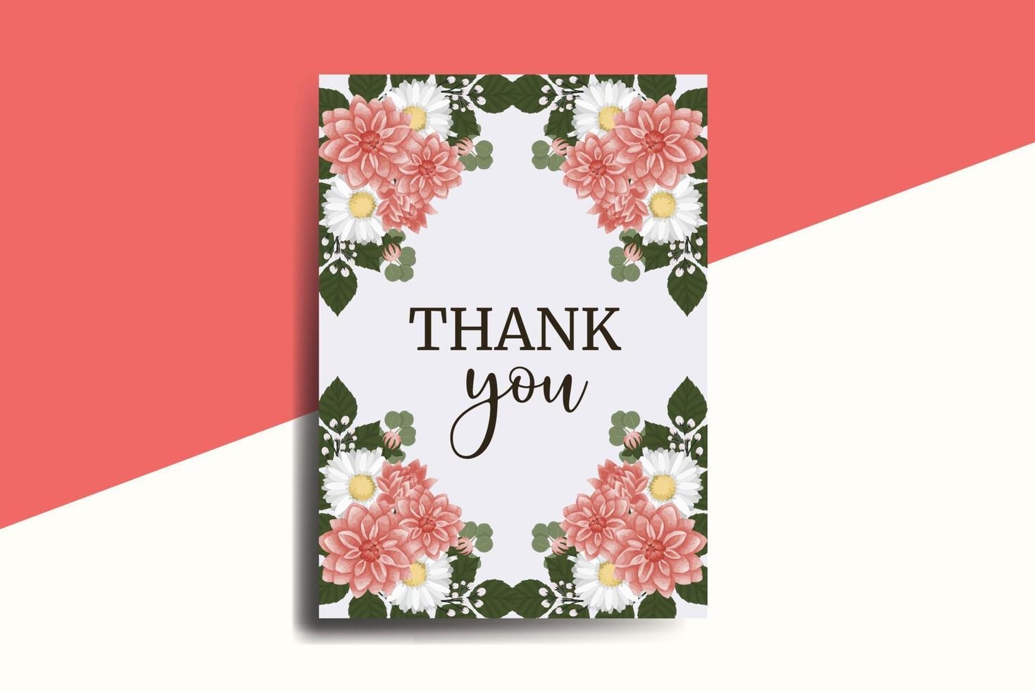 Thank you card Greeting Card Dahlia flower Design Template vector