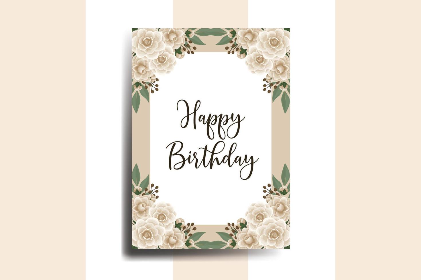 Greeting card birthday card Digital watercolor hand drawn Camellia Flower Design Template vector