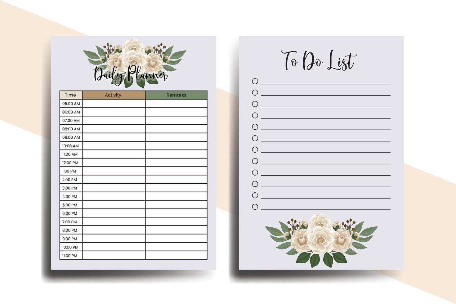 Planner To Do List Camellia Flower Design Template vector