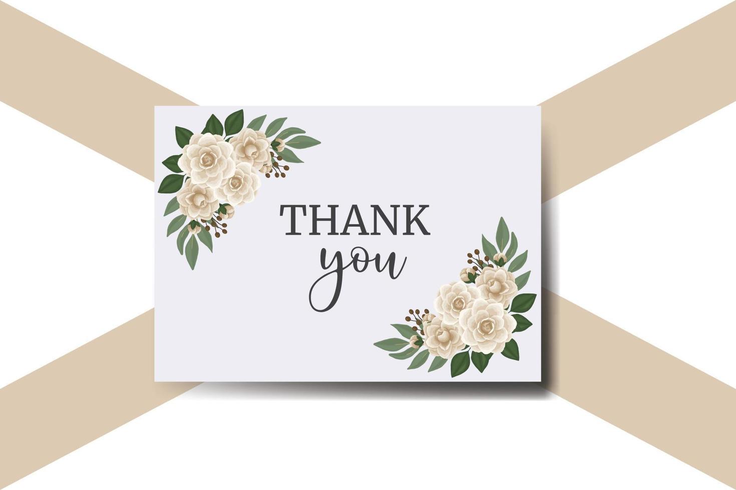 Thank you card Greeting Card Camellia flower Design Template vector