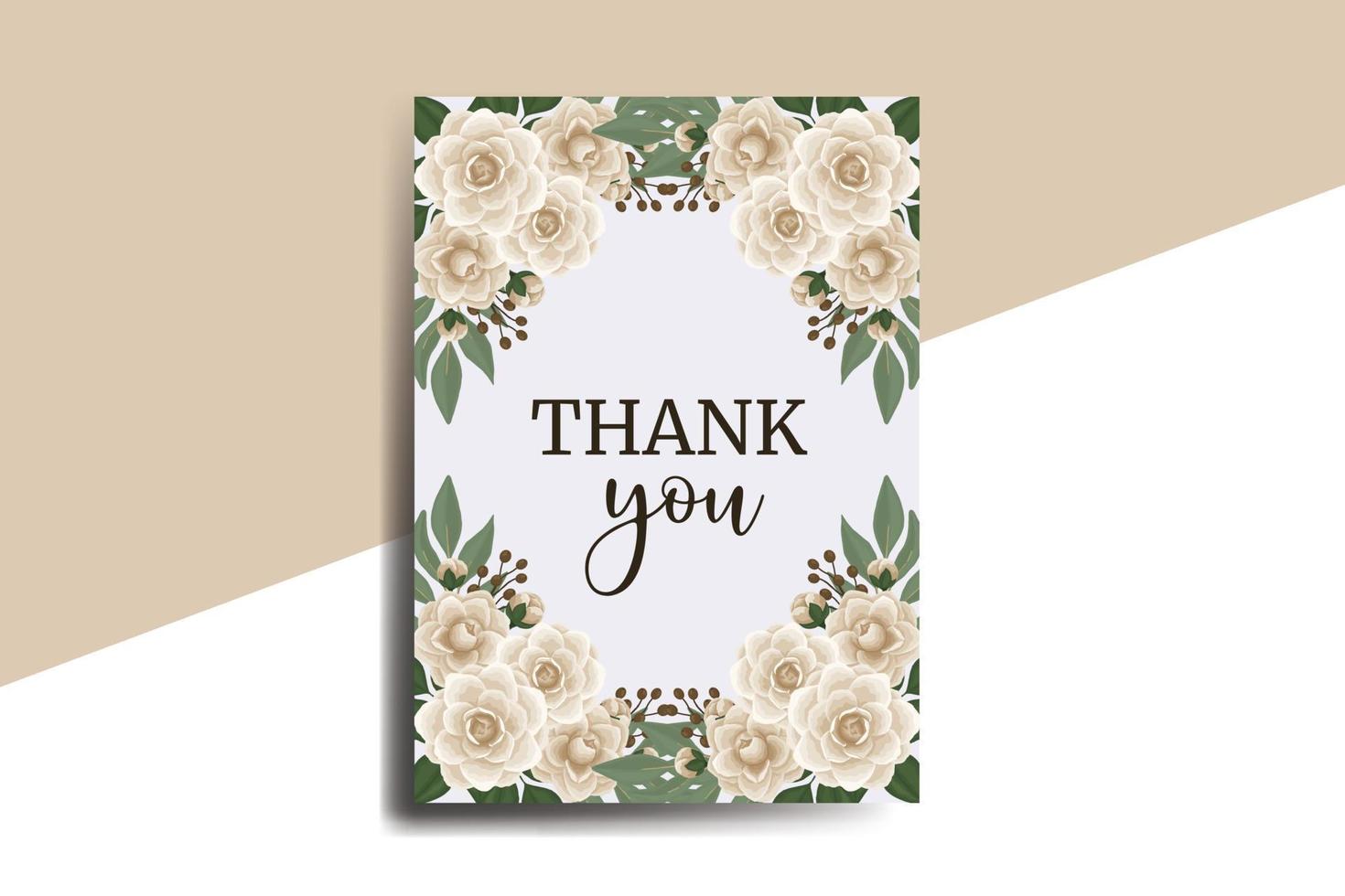 Thank you card Greeting Card Camellia flower Design Template vector