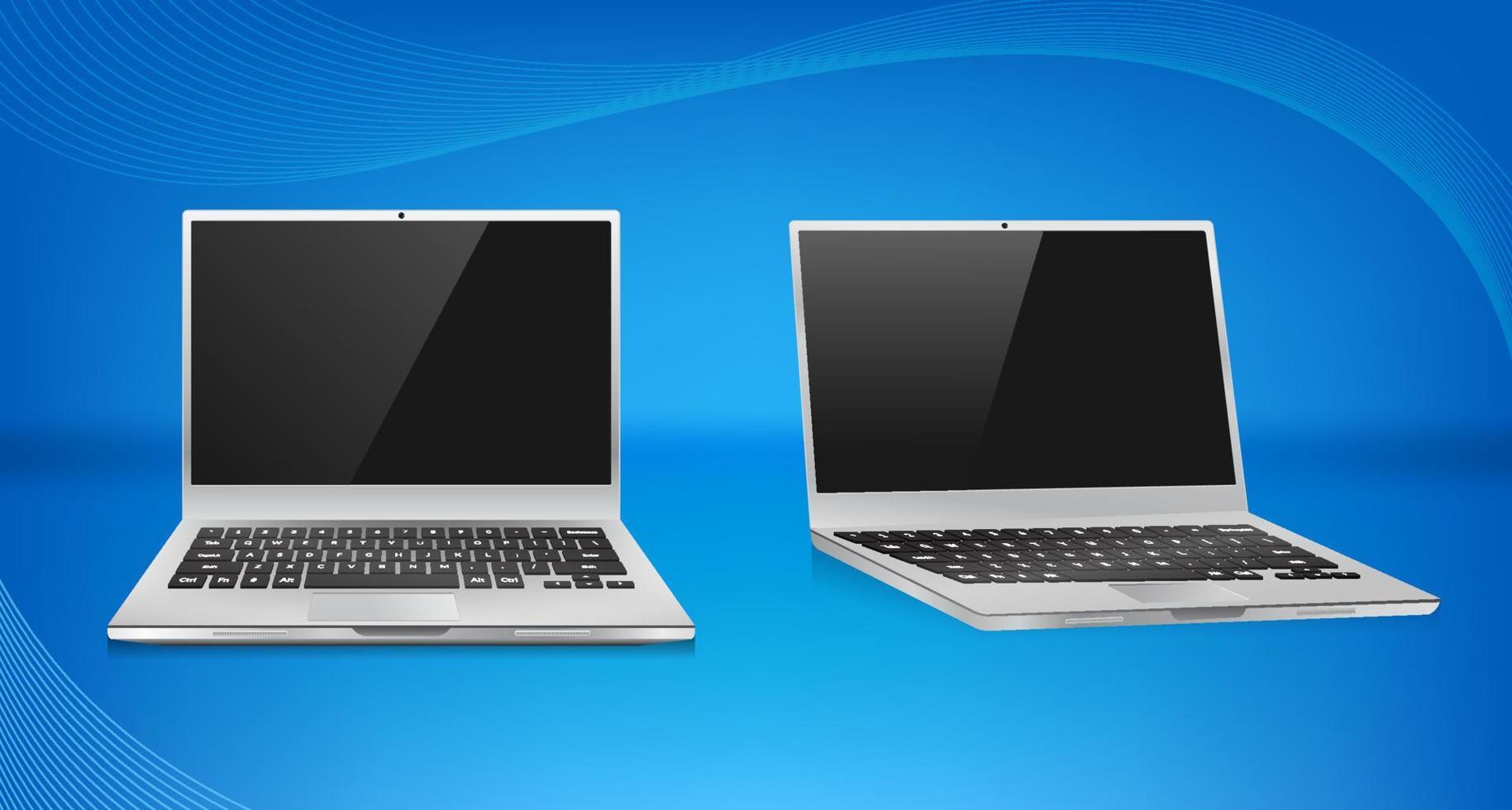 3D Silver Laptop Mockup vector