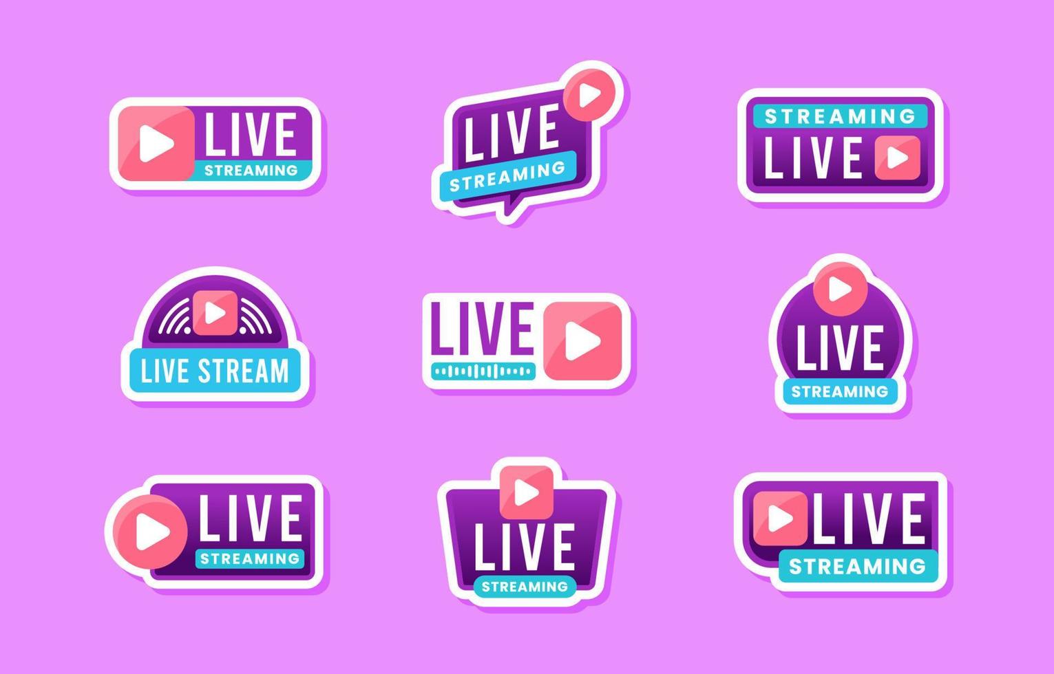 Youtube Live Label Set vector