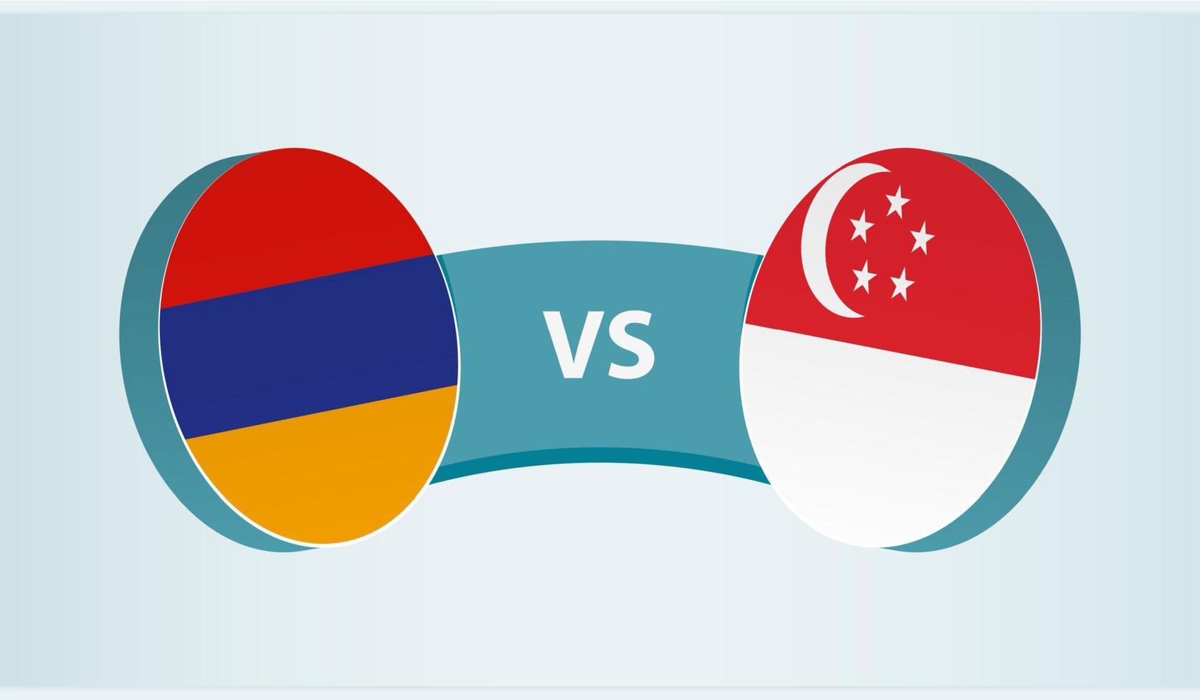 Armenia versus Singapur, equipo Deportes competencia concepto. vector