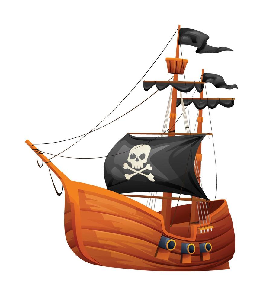 Pirate ship vector illustration isolated on white background