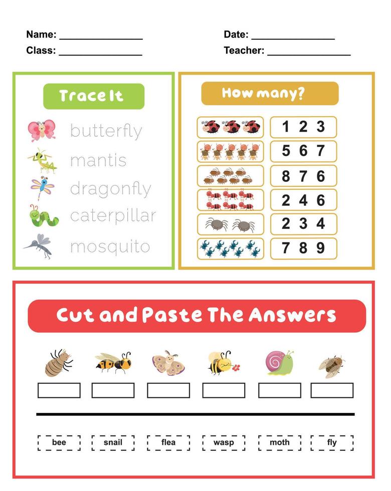 Activity sheet for children. Educational printable worksheet. Vector illustrations.