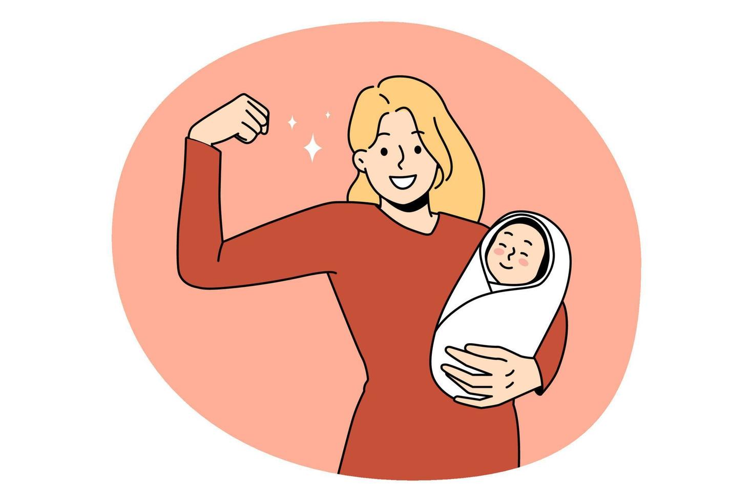 Superhero mother and strength concept. vector