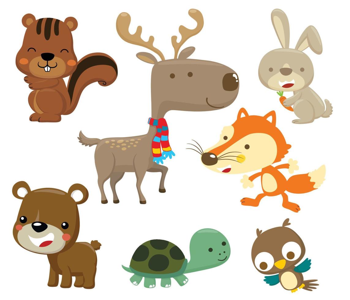 Vector illustration of cartoon funny animals in different poses