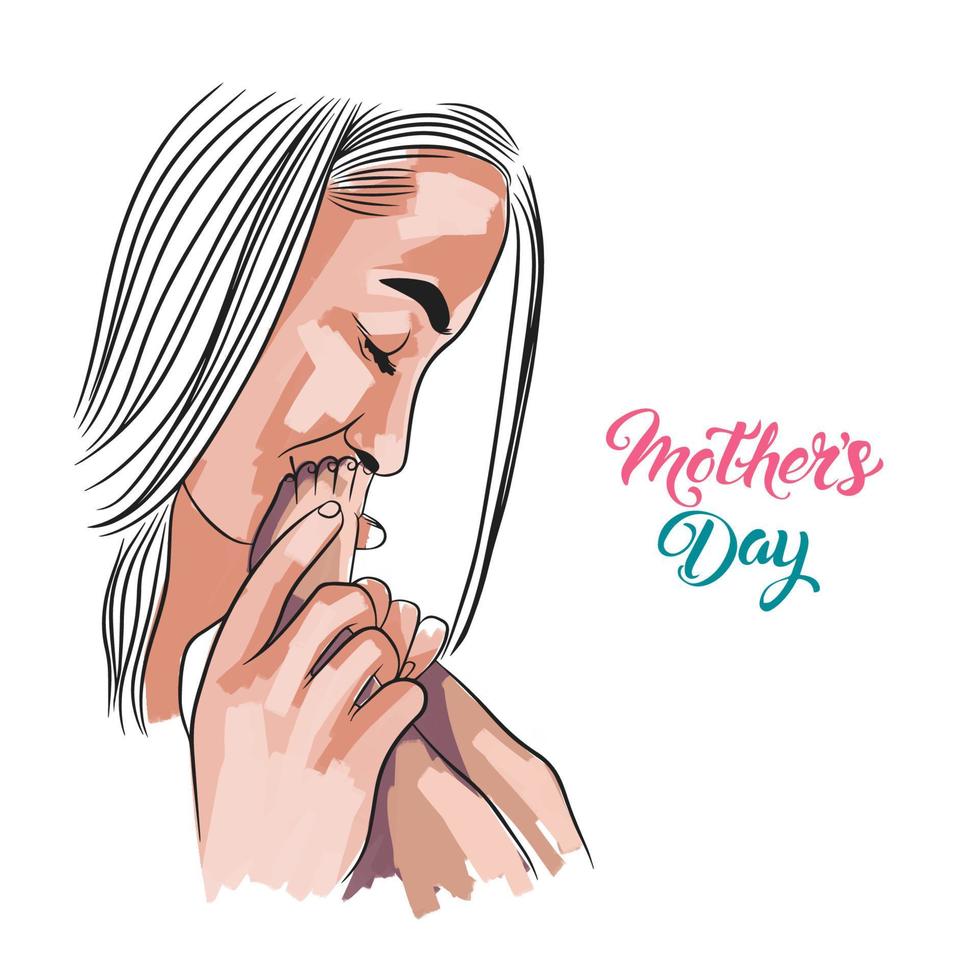 Baby feet, mom and baby, mothers day vector